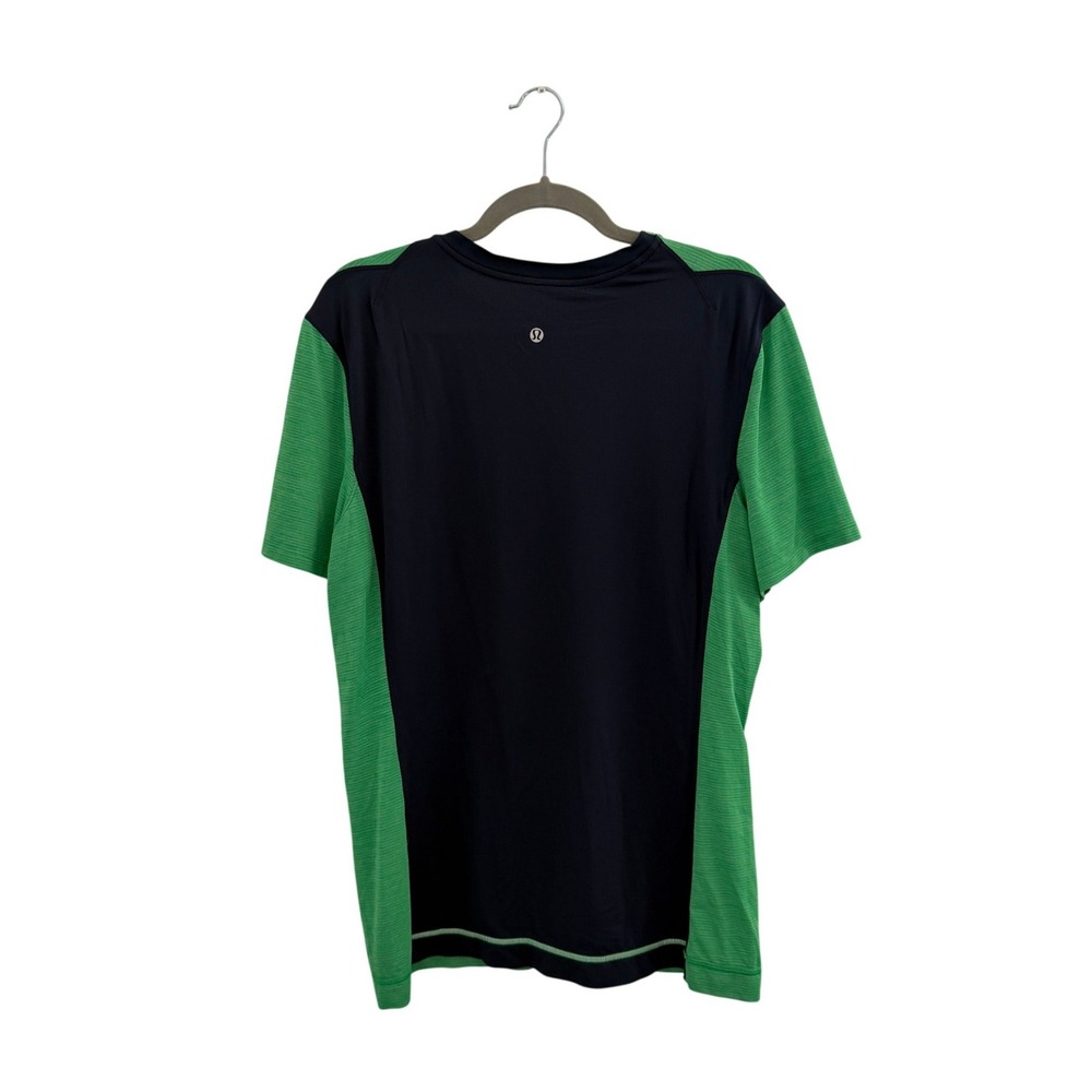 Lululemon Mens Tech Short Sleeve Shirt Green Navy Blue Sport Gym Outdoor L - Picture 3 of 7